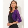 imageAllegra K Womens Elegant 34 Sleeve Sheer Floral Lace Shrug TopViolet