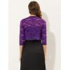 imageAllegra K Womens Elegant 34 Sleeve Sheer Floral Lace Shrug TopViolet