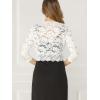 imageAllegra K Womens Elegant 34 Sleeve Sheer Floral Lace Shrug TopWhite