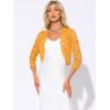 imageAllegra K Womens Elegant 34 Sleeve Sheer Floral Lace Shrug TopYellow