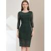 imageAllegra K Womens Elegant Mesh Sheer Long Sleeve Stretch Knit Floral Lace Bodycon DressGreen