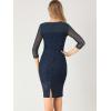imageAllegra K Womens Elegant Mesh Sheer Long Sleeve Stretch Knit Floral Lace Bodycon DressNavy