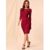 imageAllegra K Womens Elegant Mesh Sheer Long Sleeve Stretch Knit Floral Lace Bodycon DressRed