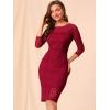 imageAllegra K Womens Elegant Mesh Sheer Long Sleeve Stretch Knit Floral Lace Bodycon DressRed