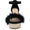 imageAllegra K Womens Espadrille Platform Heels Faux Fur Wedge SandalsBlack
