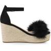 imageAllegra K Womens Espadrille Platform Heels Faux Fur Wedge SandalsBlack