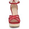 imageAllegra K Womens Espadrilles Lace Wedges Wedge SandalsRed