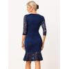 imageAllegra K Womens Fishtail Dresses 34 Sleeve Elegant Evening Cocktail Lace DressDark Blue