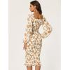 imageAllegra K Womens Floral Dresses Mermaid Square Neck Ruffle Puff Sleeve Smocked Bodycon DressBeige