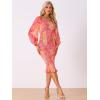 imageAllegra K Womens Floral Dresses Mermaid Square Neck Ruffle Puff Sleeve Smocked Bodycon DressPink