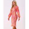imageAllegra K Womens Floral Dresses Mermaid Square Neck Ruffle Puff Sleeve Smocked Bodycon DressPink