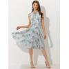imageAllegra K Womens Floral Print Summer ALine Below Knee Length Sleeveless Pleated DressBlue
