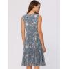 imageAllegra K Womens Floral Print Summer ALine Below Knee Length Sleeveless Pleated DressBlue Grey