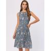 imageAllegra K Womens Floral Print Summer ALine Below Knee Length Sleeveless Pleated DressBlue Grey