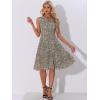imageAllegra K Womens Floral Print Summer ALine Below Knee Length Sleeveless Pleated DressGray Green