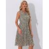 imageAllegra K Womens Floral Print Summer ALine Below Knee Length Sleeveless Pleated DressGray Green