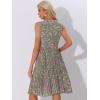 imageAllegra K Womens Floral Print Summer ALine Below Knee Length Sleeveless Pleated DressGray Green