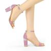 imageAllegra K Womens Gradient Glitter Heels Chunky Heels SandalsPink