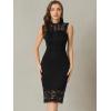 imageAllegra K Womens Lace Bodycon Dress Wedding Guest Elegant Sleeveless Cut Out Back Cocktail Party Sheath DressBlack