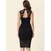imageAllegra K Womens Lace Bodycon Dress Wedding Guest Elegant Sleeveless Cut Out Back Cocktail Party Sheath DressBlack