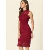 imageAllegra K Womens Lace Bodycon Dress Wedding Guest Elegant Sleeveless Cut Out Back Cocktail Party Sheath DressWine