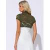 imageAllegra K Womens Lace Cardigan Stand Collar Short Elegant Shrug Open Front Cropped Bolero CardiganArmy Green