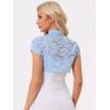 imageAllegra K Womens Lace Cardigan Stand Collar Short Elegant Shrug Open Front Cropped Bolero CardiganBlue