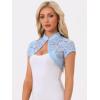 imageAllegra K Womens Lace Cardigan Stand Collar Short Elegant Shrug Open Front Cropped Bolero CardiganBlue