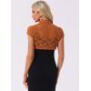 imageAllegra K Womens Lace Cardigan Stand Collar Short Elegant Shrug Open Front Cropped Bolero CardiganCaramel