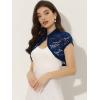imageAllegra K Womens Lace Cardigan Stand Collar Short Elegant Shrug Open Front Cropped Bolero CardiganDark Blue