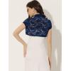 imageAllegra K Womens Lace Cardigan Stand Collar Short Elegant Shrug Open Front Cropped Bolero CardiganDark Blue