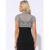 imageAllegra K Womens Lace Cardigan Stand Collar Short Elegant Shrug Open Front Cropped Bolero CardiganDark Grey