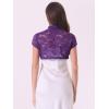 imageAllegra K Womens Lace Cardigan Stand Collar Short Elegant Shrug Open Front Cropped Bolero CardiganDark Purple