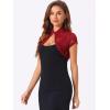 imageAllegra K Womens Lace Cardigan Stand Collar Short Elegant Shrug Open Front Cropped Bolero CardiganDark Red