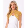 imageAllegra K Womens Lace Cardigan Stand Collar Short Elegant Shrug Open Front Cropped Bolero CardiganGinger Yellow