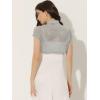 imageAllegra K Womens Lace Cardigan Stand Collar Short Elegant Shrug Open Front Cropped Bolero CardiganGray
