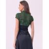imageAllegra K Womens Lace Cardigan Stand Collar Short Elegant Shrug Open Front Cropped Bolero CardiganGreen