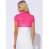 imageAllegra K Womens Lace Cardigan Stand Collar Short Elegant Shrug Open Front Cropped Bolero CardiganHot Pink