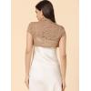 imageAllegra K Womens Lace Cardigan Stand Collar Short Elegant Shrug Open Front Cropped Bolero CardiganKhaki