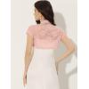 imageAllegra K Womens Lace Cardigan Stand Collar Short Elegant Shrug Open Front Cropped Bolero CardiganPink