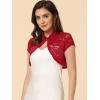 imageAllegra K Womens Lace Cardigan Stand Collar Short Elegant Shrug Open Front Cropped Bolero CardiganRed