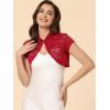 imageAllegra K Womens Lace Cardigan Stand Collar Short Elegant Shrug Open Front Cropped Bolero CardiganRed