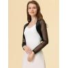 imageAllegra K Womens Satin Shrugs for Evening Dress Open Front Mesh Cardigan Elegant Wedding BoleroBlack