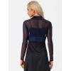 imageAllegra K Womens Satin Shrugs for Evening Dress Open Front Mesh Cardigan Elegant Wedding BoleroDark Blue