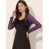 imageAllegra K Womens Satin Shrugs for Evening Dress Open Front Mesh Cardigan Elegant Wedding BoleroDark Purple