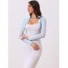 imageAllegra K Womens Satin Shrugs for Evening Dress Open Front Mesh Cardigan Elegant Wedding BoleroLight Blue