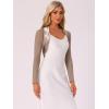 imageAllegra K Womens Satin Shrugs for Evening Dress Open Front Mesh Cardigan Elegant Wedding BoleroLight Brown