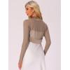 imageAllegra K Womens Satin Shrugs for Evening Dress Open Front Mesh Cardigan Elegant Wedding BoleroLight Brown