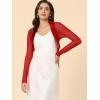 imageAllegra K Womens Satin Shrugs for Evening Dress Open Front Mesh Cardigan Elegant Wedding BoleroRed