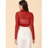 imageAllegra K Womens Satin Shrugs for Evening Dress Open Front Mesh Cardigan Elegant Wedding BoleroRed